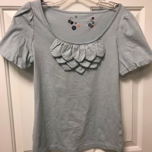 Anthropologie ruffle front top powder blue SMall